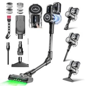 Yanhama 550W Aspiradora Sin Cable 60 Min, Cepillo Antienredos, 4 Velocidades