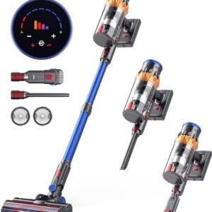 MIBODE Aspiradora Sin Cable 550W, 70 Min, Pantalla Táctil y Antienredos