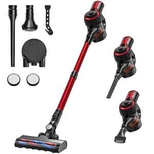 CONOPU Aspiradora Escoba Sin Cable 25Kpa con Batería Extraíble y Luces LED