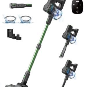 Aspiradora Verde 40Kpa 6-en-1: Potente Succión y Pantalla Táctil LED