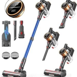 Aspirador Inalámbrico Potente 550W con Pantalla LED y Cepillo Antienredos
