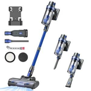 QikCln Aspiradora Inalámbrica 280W, 40min Autonomía, Ideal para Mascotas y Alfombras