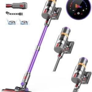 CHEBIO Aspiradora sin Cable 550W con Pantalla Táctil y Cepillo Antienredos