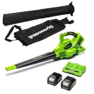 Greenworks GD24X2BVK4X: Soplador Aspirador 48V con Motor Sin Escobillas y Bolsa 45L