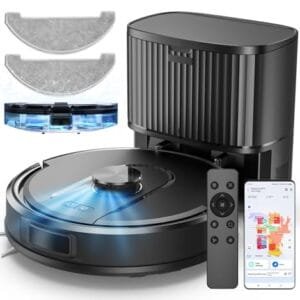 Robot Aspirador W11: Succión 5000Pa y Autovaciado Inteligente, Negro