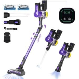 Grenintol Aspiradora Vertical 38KPa - Sin Cable, Pantalla LED y Cepillos Antienredos