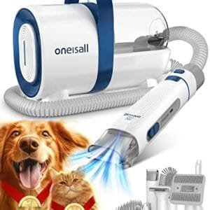 oneisall Cortapelos Aspirador para Mascotas - Kit Silencioso y Completo (Azul)