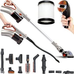 Gridinlux Aspirador Escoba Sin Cable 200W con Filtro HEPA y 13 Accesorios