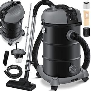 Masko® Aspiradora Industrial 2300W Inox, Seco/Húmedo, Función Soplado y Push&Clean