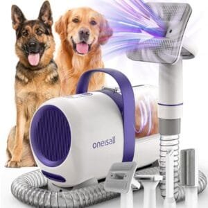 oneisall Aspirador Mascotas 12000pa con 4 Cepillos y 1.5L de Capacidad